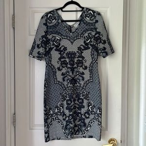 BARASCHI Anthropologie blue lace pattern dress size 10